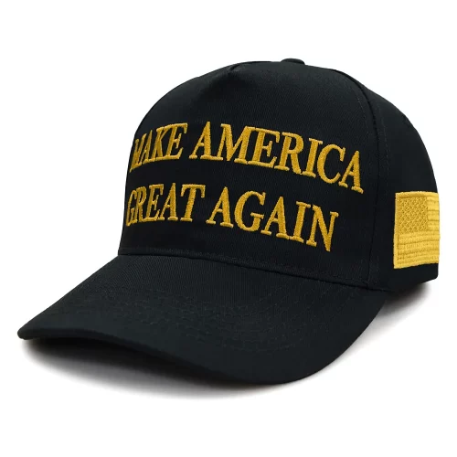 Black MAGA Hat With Gold Letters